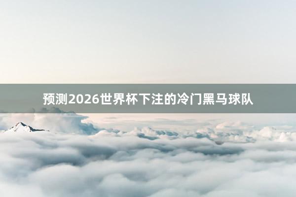 预测2026世界杯下注的冷门黑马球队